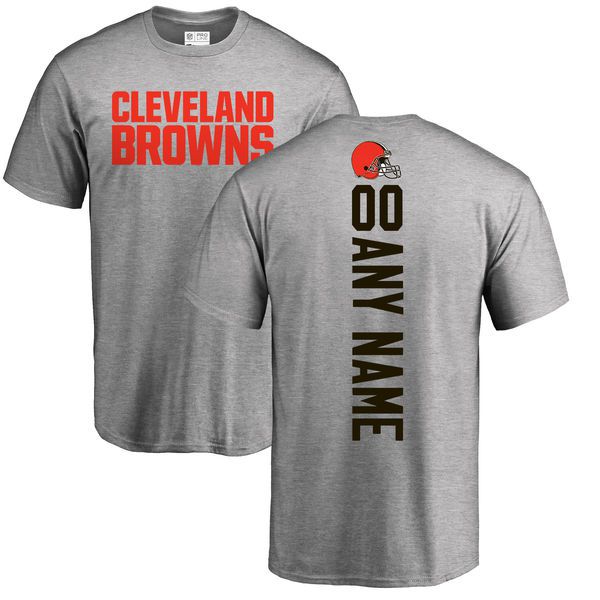 Men Cleveland Browns NFL Pro Line Ash Custom Backer T-Shirt->nfl t-shirts->Sports Accessory